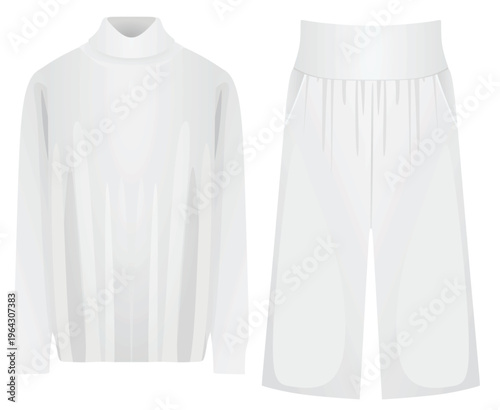 White bow blouse and bottom. vector illustration