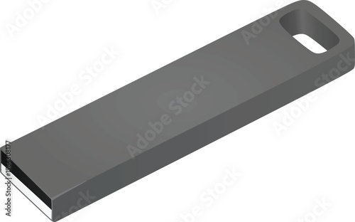 Grey USB flash. vector illustration