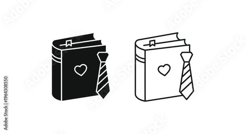 Black and white business briefcase with heart Vector