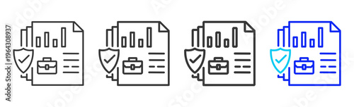 Work Assurance Set Collection Outline Style For Insurance With Multiple Thickness Variations Clean Modern Editable Vector Icon Pack For UI UX Web App Design