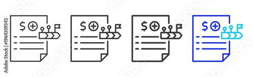 Payment Timeline Set Collection Outline Style For Insurance With Multiple Thickness Variations Clean Modern Editable Vector Icon Pack For UI UX Web App Design
