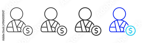 Accident Cost Set Collection Outline Style For Insurance With Multiple Thickness Variations Clean Modern Editable Vector Icon Pack For UI UX Web App Design