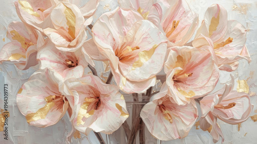 Dreamy Floral Composition with Gold and Silver Light Effects