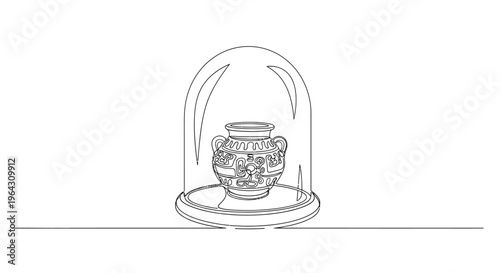 Ancient Amphora in Glass Dome Display