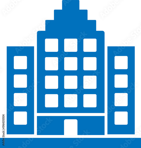 modern blue apartment building icon isolated on transparent background