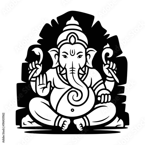 lord ganesha line art drawing, god ganesh picture, god ganesh vector image