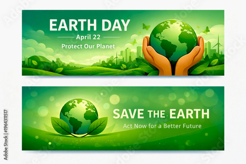 ecology concept with globe Earth day banner 2026