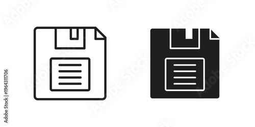 Floppy disk icon in black and white. clipart and line style icons
