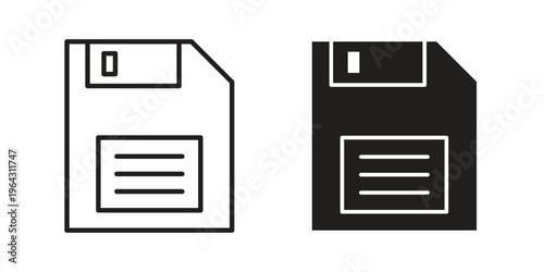 Floppy disk icon in black and white. clipart and line style icons