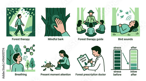 Forest Therapy Techniques and Mental Wellness Benefits Infographic