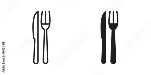 Fork and Knife icon in black and white. clipart and line style icons