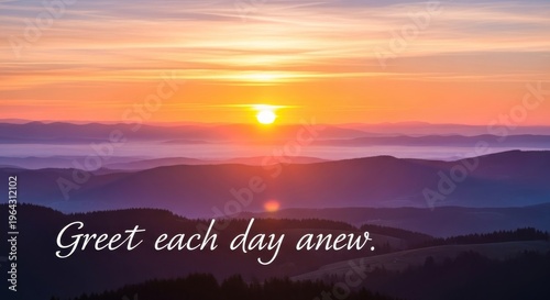 Vibrant Sunrise Over Misty Mountains