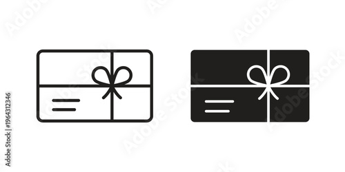 Gift card icon in black and white. clipart and line style icons