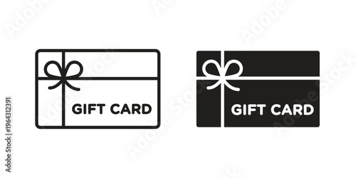 Gift card icon in black and white. clipart and line style icons