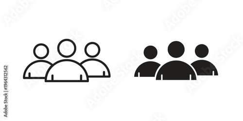 Group icon in black and white. clipart and line style icons