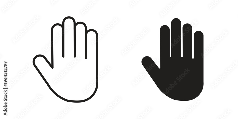 Fototapeta premium Hand icon in black and white. clipart and line style icons
