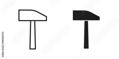 Hammer icon in black and white. clipart and line style icons