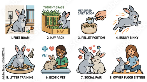 Essential Pet Rabbit Care Guide Infographic with Husbandry Tips