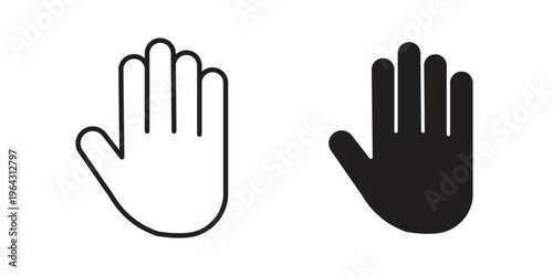 Hand icon in black and white. clipart and line style icons