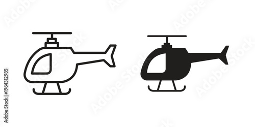 Helicopter icon in black and white. clipart and line style icons