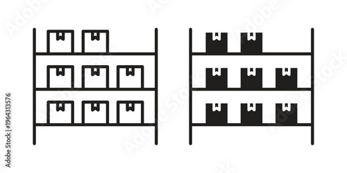 Inventory icon in black and white. clipart and line style icons