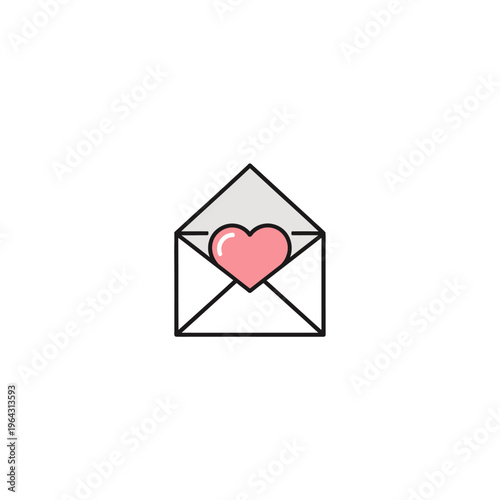 Open Envelope with Pink Heart Symbol.