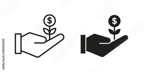Investment icon in black and white. clipart and line style icons