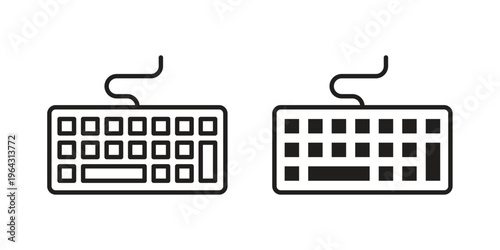 Keyboard icon in black and white. clipart and line style icons