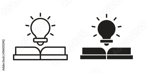 Knowledge icon in black and white. clipart and line style icons