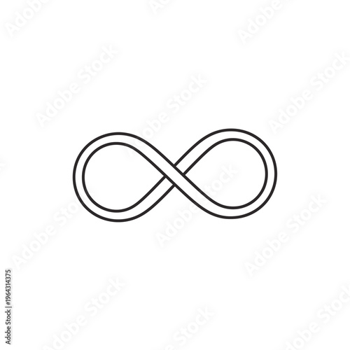 Simple Black Infinity Symbol on White Background.