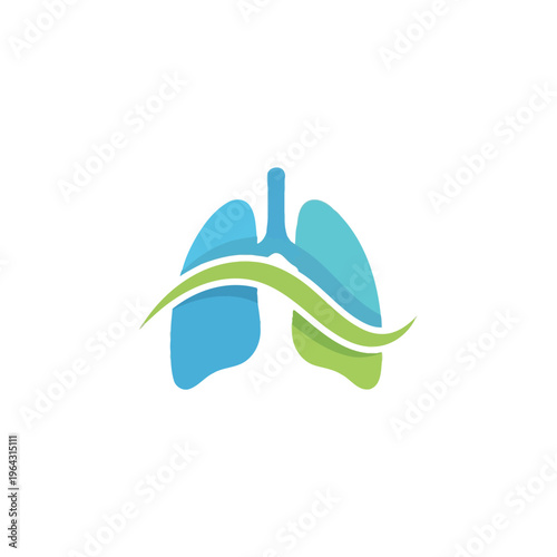 Abstract Lungs Symbol with Green Wave.