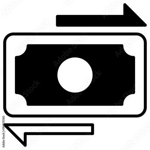 Money Transfer icon in black color, suitable for finance, banking, business concept illustrations