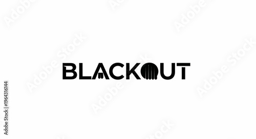 Blackout text logo with circular graphic element.