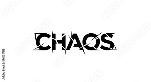 Distressed Typography Word Chaos With Jagged Edges.