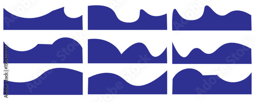 Dividers Shapes for Website Pictogram Set. Curve Lines, Drop abstract design separator header and border for website and app. Different borders for website, banner, app, poster, background in eps 10.