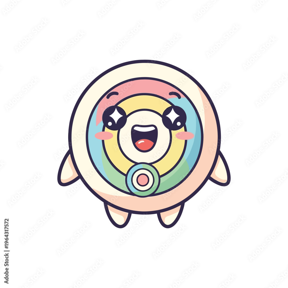 Obraz premium Smiling Cartoon Character with Rainbow Face.