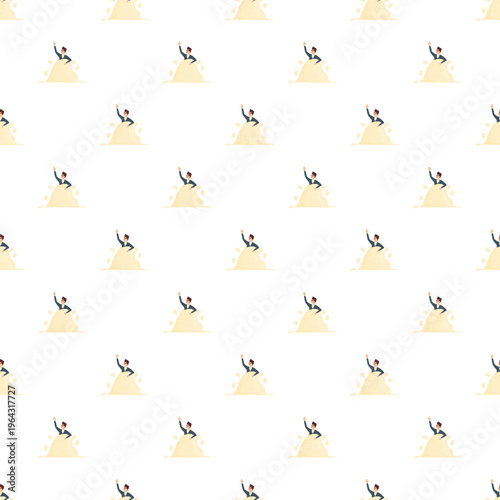 Bride waving hand emerging from a white dress, forming a seamless wedding pattern
