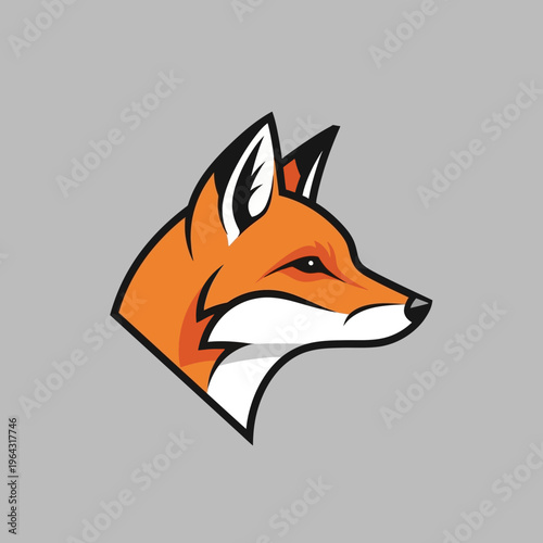 Stylized Fox Head Profile Vector Illustration.