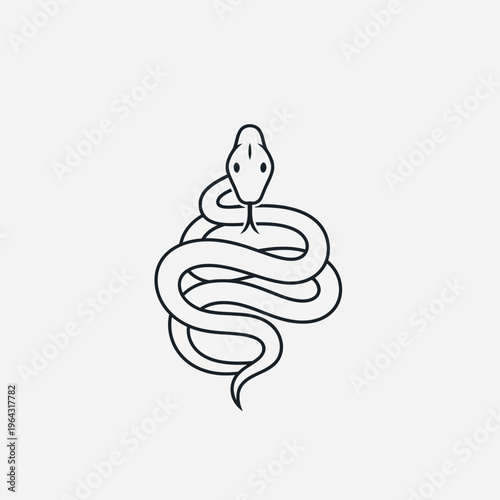 Minimalist Line Art Illustration of a Coiled Snake.