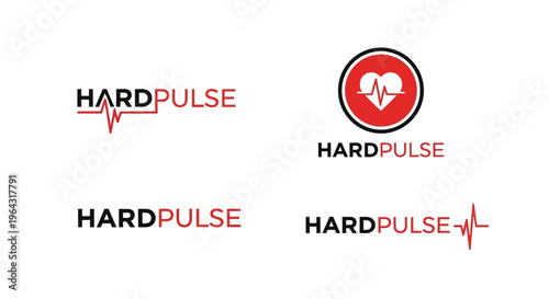 Hard Pulse Logo Designs with Heartbeat and Medical Symbol.