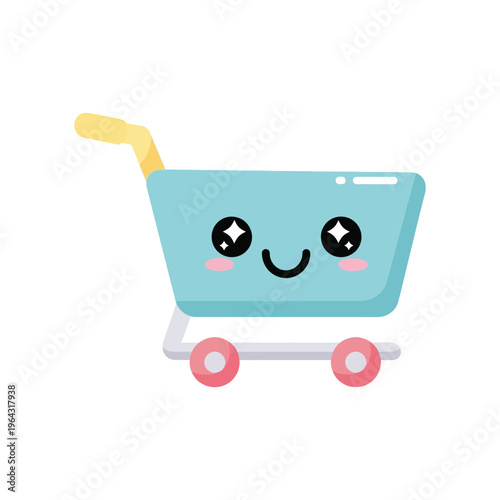 Cute Shopping Cart with Smiling Face.