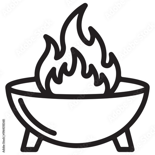 Fire Pit with Flames Outline Icon