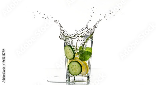 Refreshing drink with lime and water splash.
