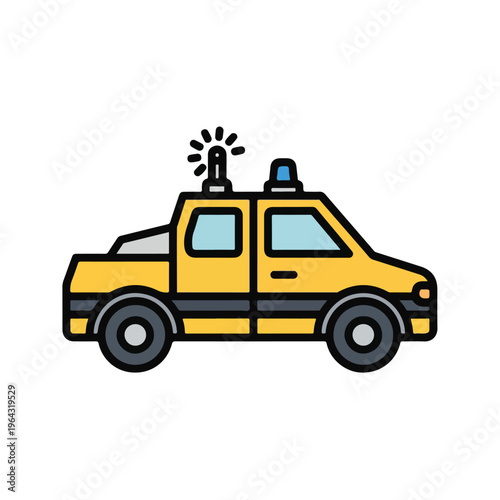 Yellow taxi cab with flashing light on top