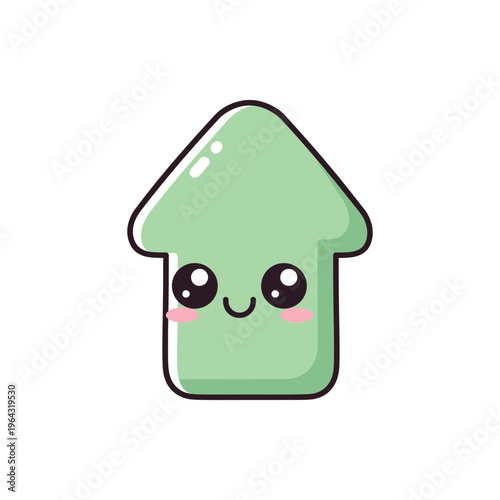 Cute Green House Cartoon Character Face.