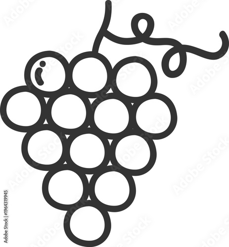 vector illustration of a grape's icon,Simple Black Silhouette of a Bunch of Grapes, Simple black grapes icon on white background.,A black and white illustration of two bunches of grapes with leaves