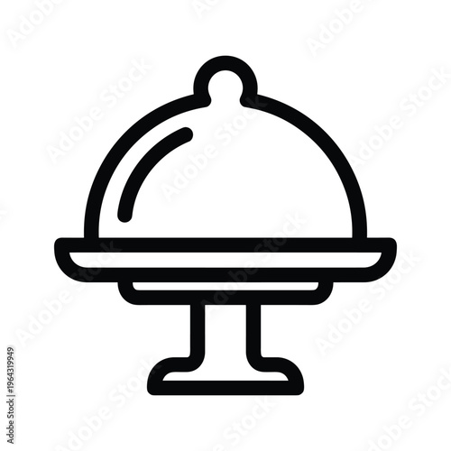Food Cloche Icon: Restaurant Service, Catering, Elegant Dining, Prepared Meal
