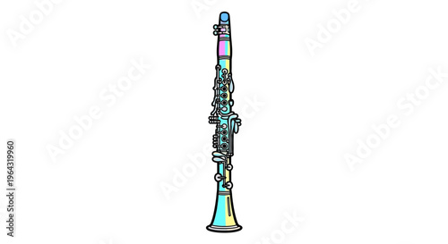 Colorful illustration of a clarinet.