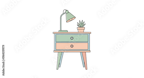 Colorful Small Furniture Nightstand Illustration.