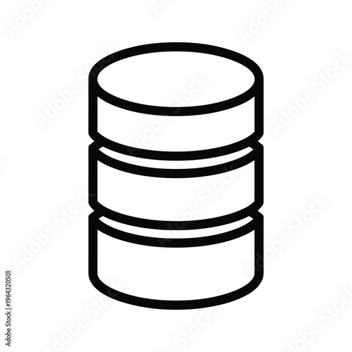 Database Icon - Stacked Cylinders for Data Storage and Information
